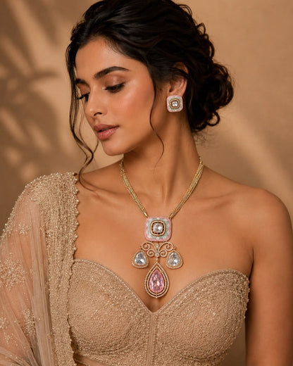 Pink Polki Kundan Necklace