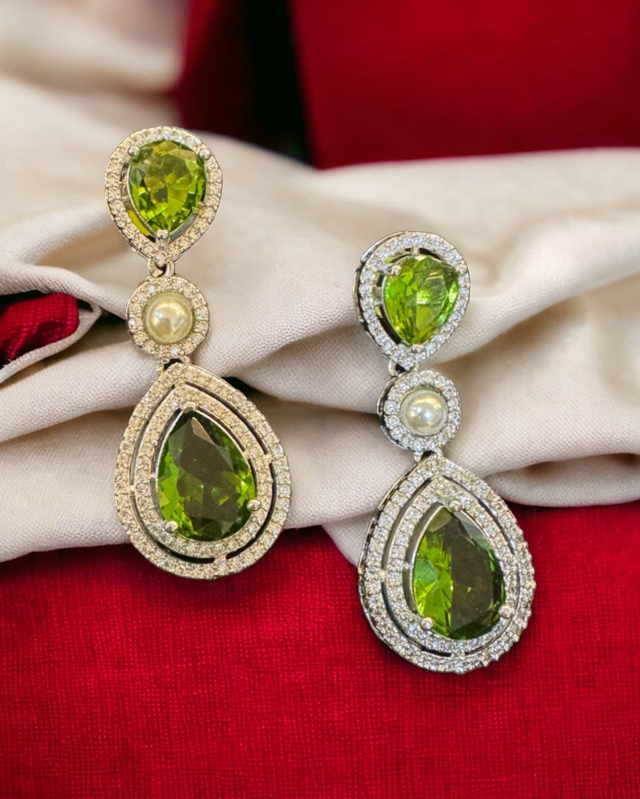Silver Diamond Drop Earrings
