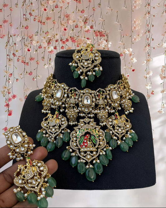 Moissanite Polki Bridal Choker Necklace Set