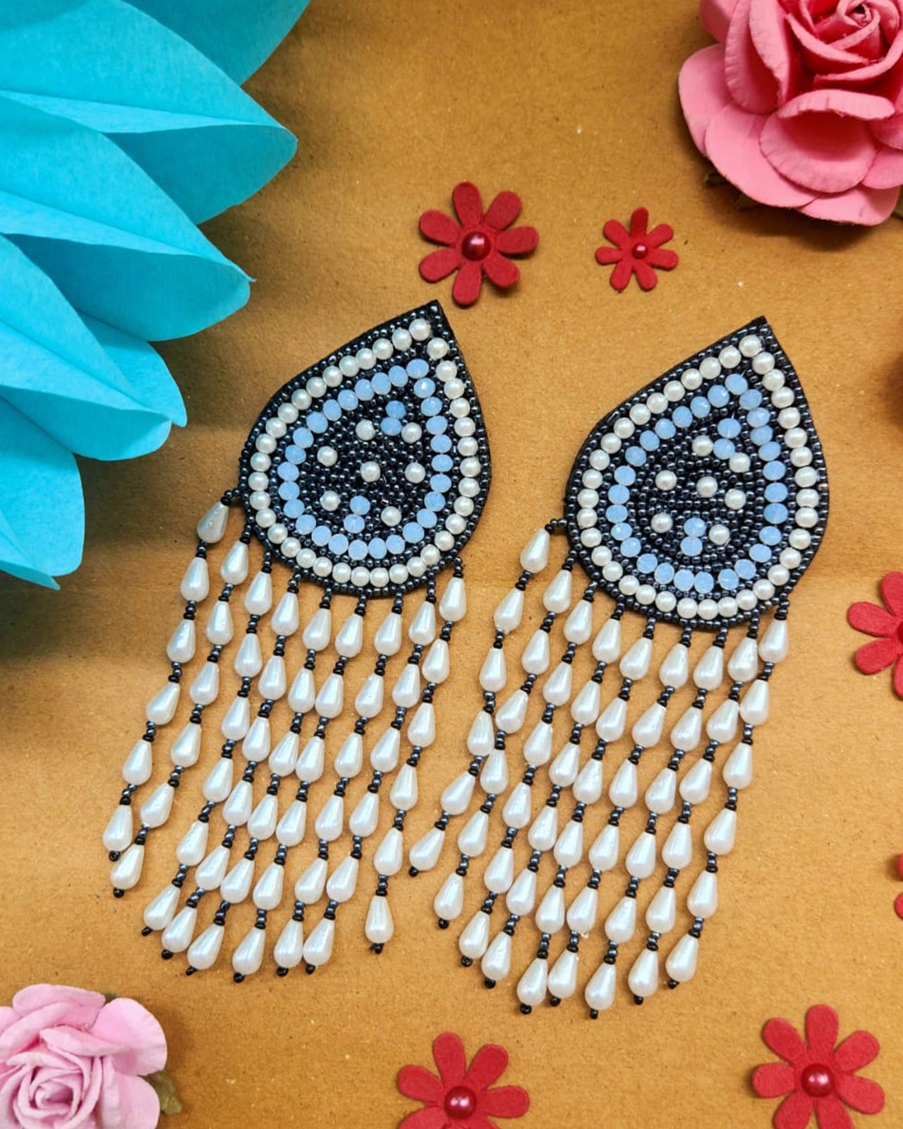 Pearl Drop Beaded Earrings