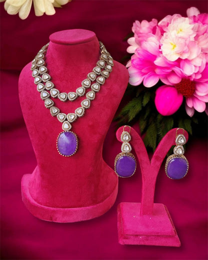 Layered Moissanite Polki Necklace Set