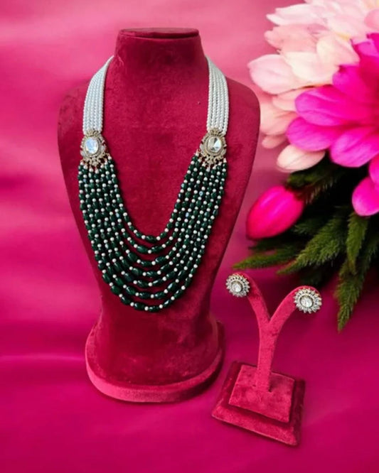 Emerald Beads layered Necklace Set