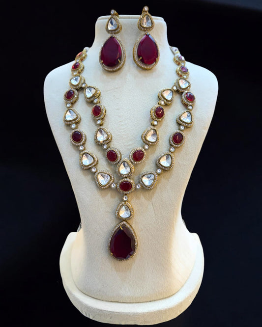 Two Layered Polki Necklace Set