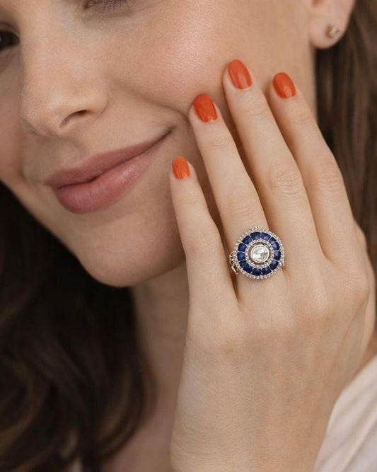 Blue Sapphire Diamond Ring