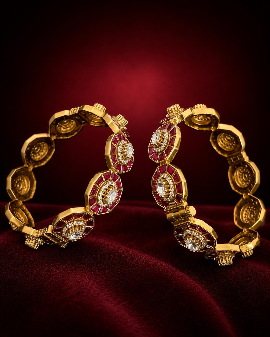 Pink Kundan Bangles
