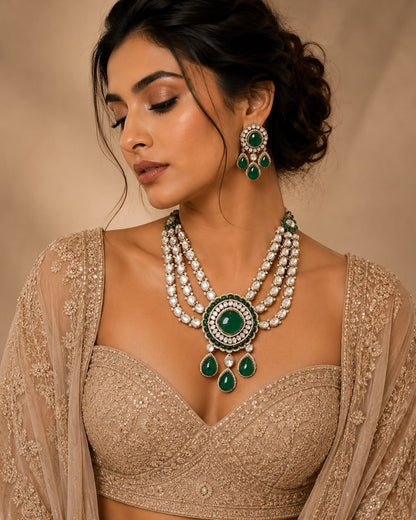 Emerald Long Kundan Necklace