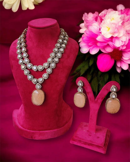 Layered Moissanite Polki Necklace Set
