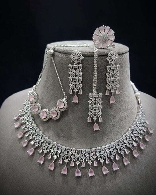 Pink Combo Necklace with Bracelet and Ring