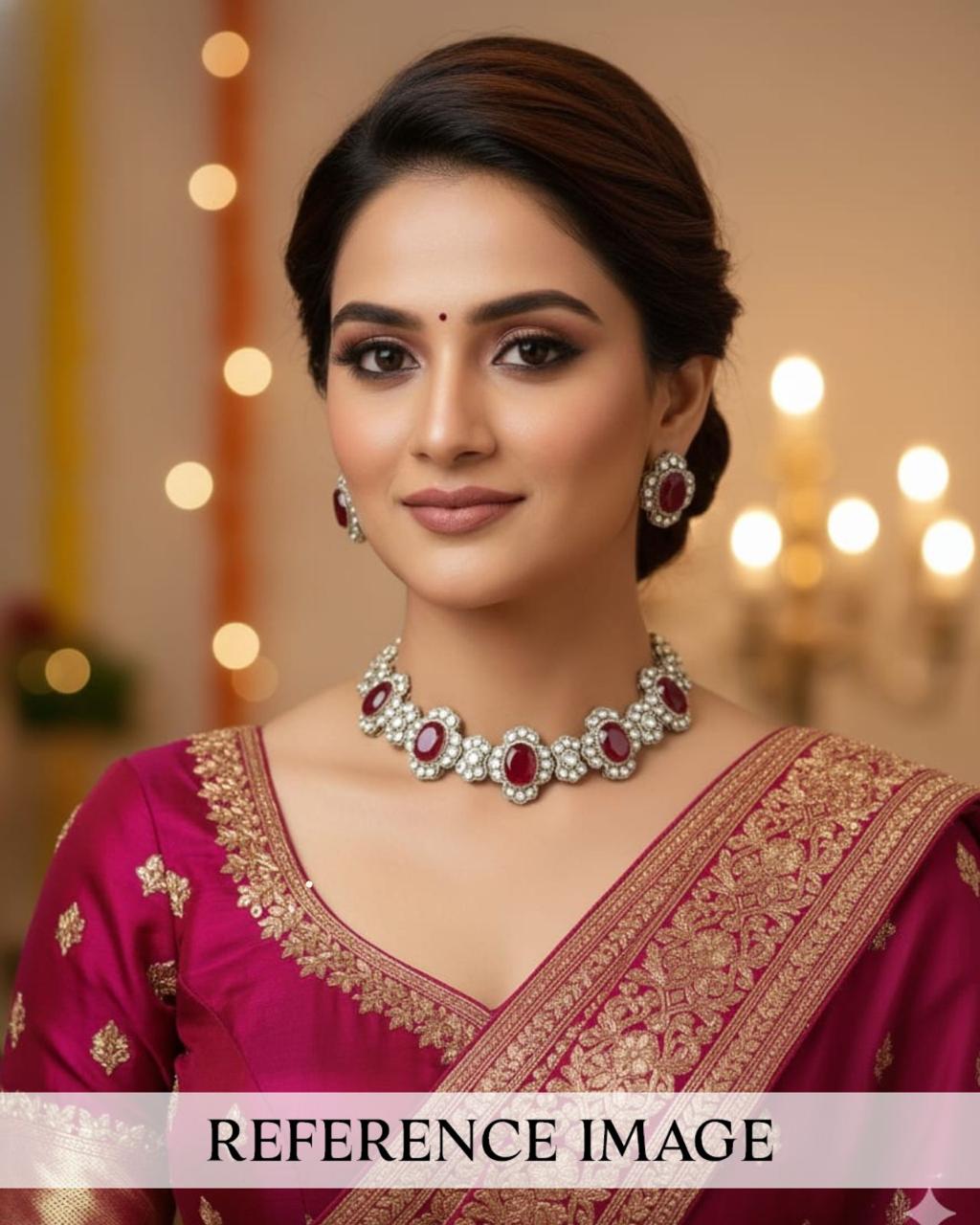 Victorian Moissanite Polki Choker Necklace Set